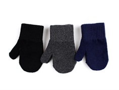 Mikk-line blue nights/antrazite/black knit gloves wool/synthetic (3-pack)